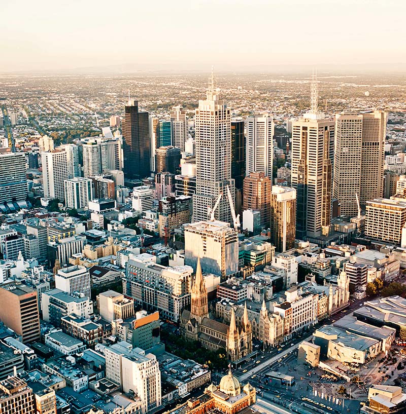 Melbourne city viewed from above